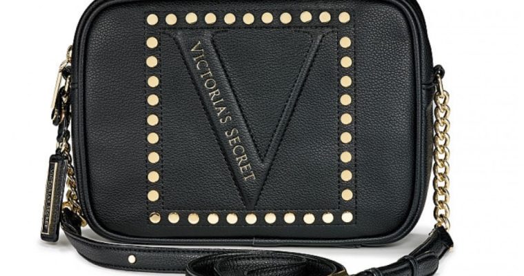 Сумочка Victoria’s Secret: The Victoria Top Zip Crossbody чорна з заклепками чи рожева