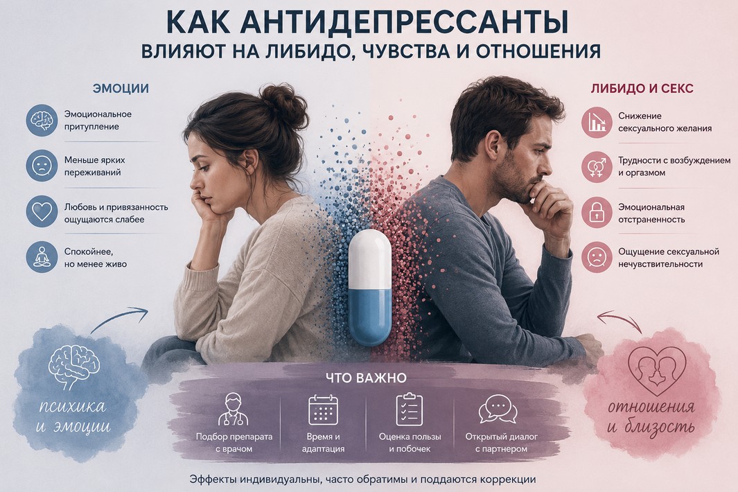 Как антидепрессанты влияют на либидо, чувства и отношения