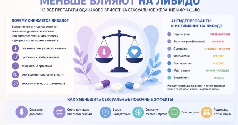 Какие антидепрессанты меньше влияют на либидо